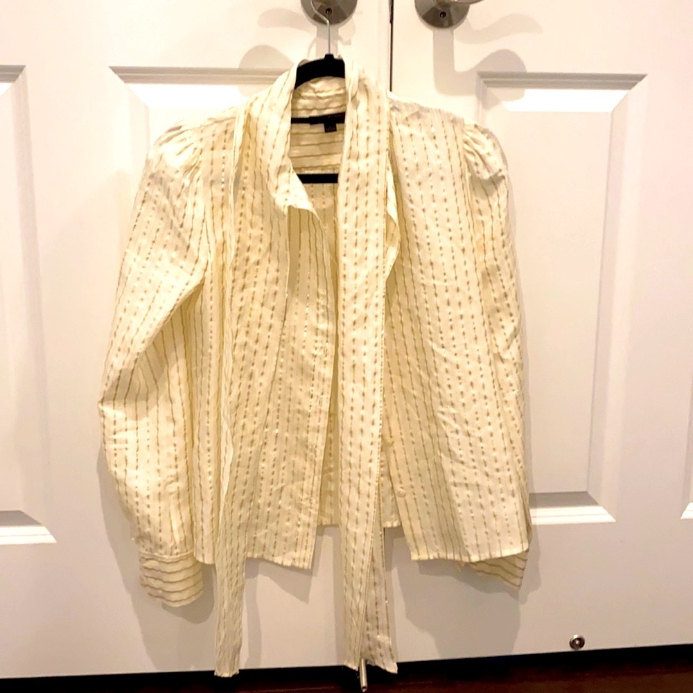 Rachel Zoe button down puff shoulder top